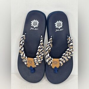 Yellow Box Fida Flip Flops Navy Wide Strap Sandals‎ Boho Sz 10